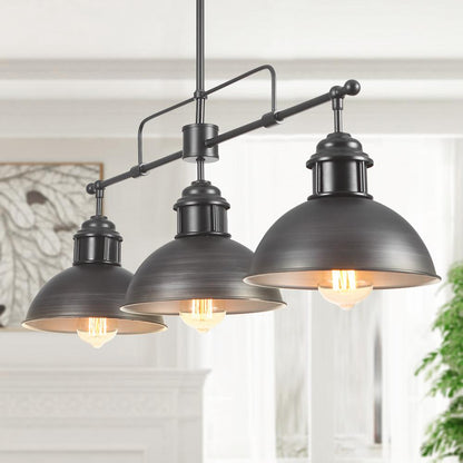 Benedict 3-light linear dome pendant – close view in a white room