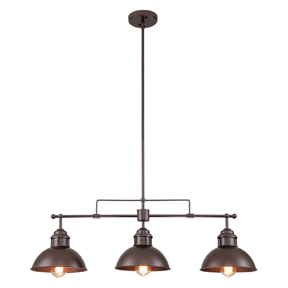 Benedict 3-light linear dome pendant – in oil rubbed bronze on white