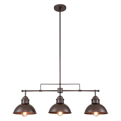 Benedict 3-light linear dome pendant – in oil rubbed bronze on white