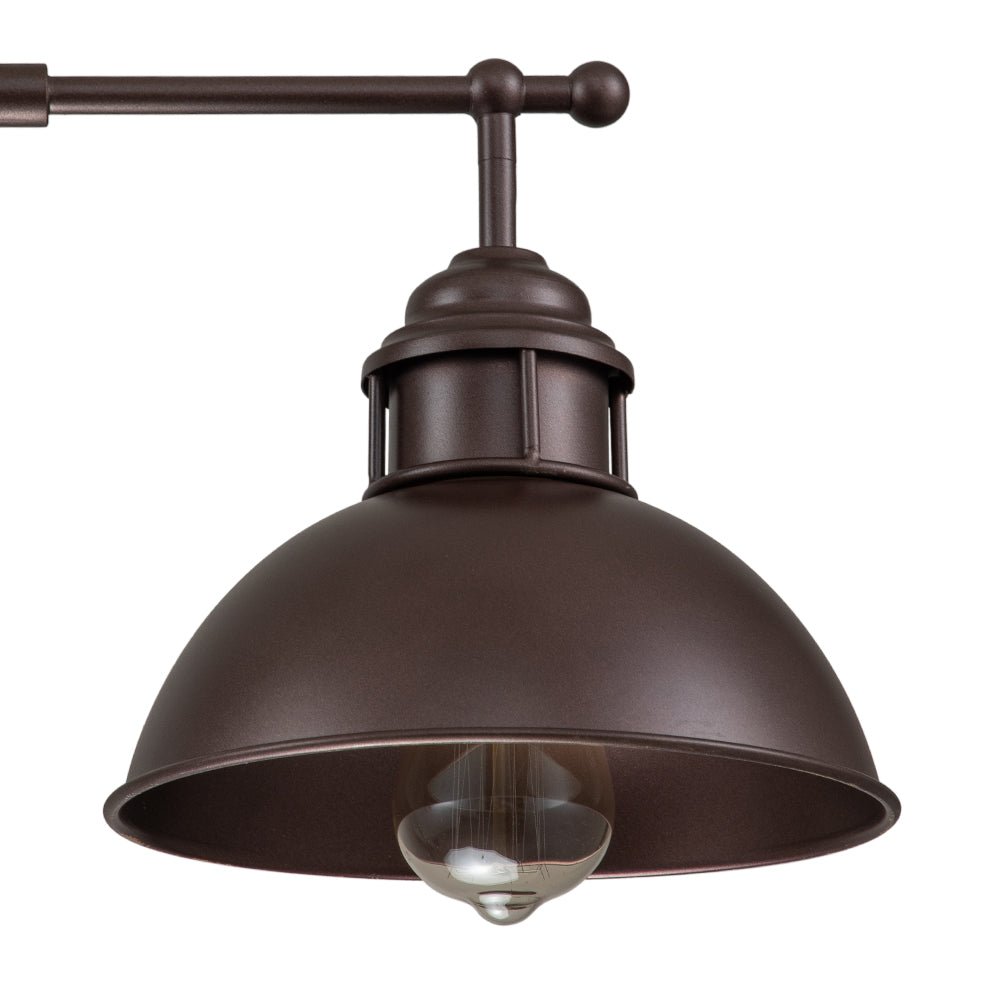 Benedict 3-light linear dome pendant – bronze dome close-up