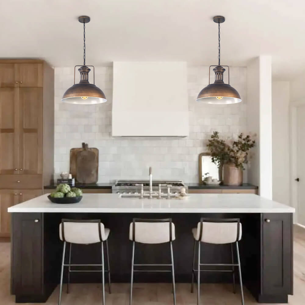 Tobias bronze dome pendant – over a kitchen island