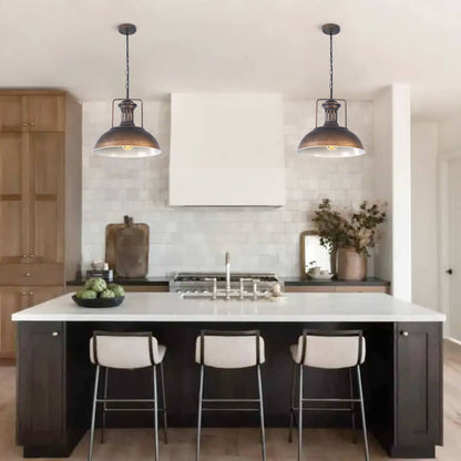 Tobias bronze dome pendant – over a kitchen island