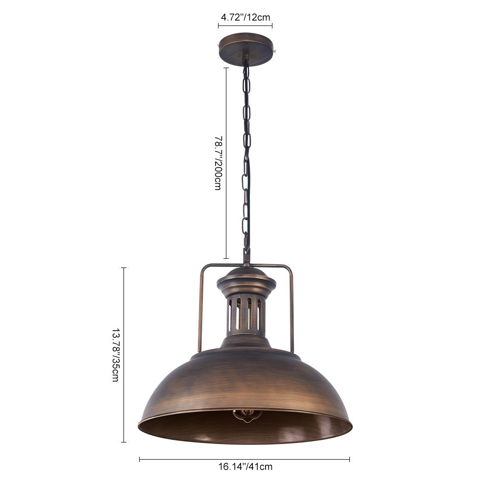 Tobias bronze dome pendant – size diagram
