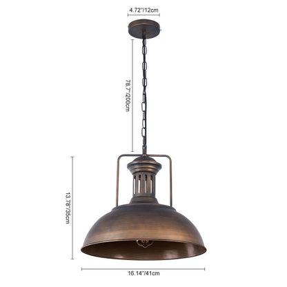 Tobias bronze dome pendant – size diagram