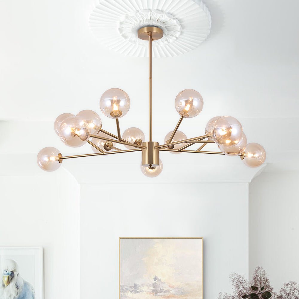Paloma bubble chandelier – brass with a ceiling medallion