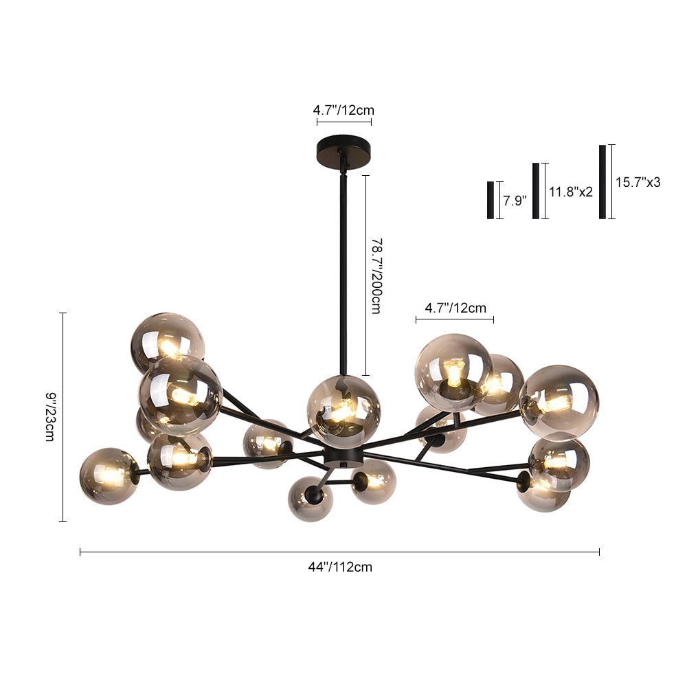 Paloma bubble chandelier – size diagram