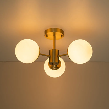 Gabriella sputnik ceiling light – lit with a warm glow