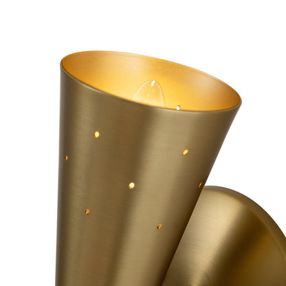Stellan hourglass wall light – brass shade close-up