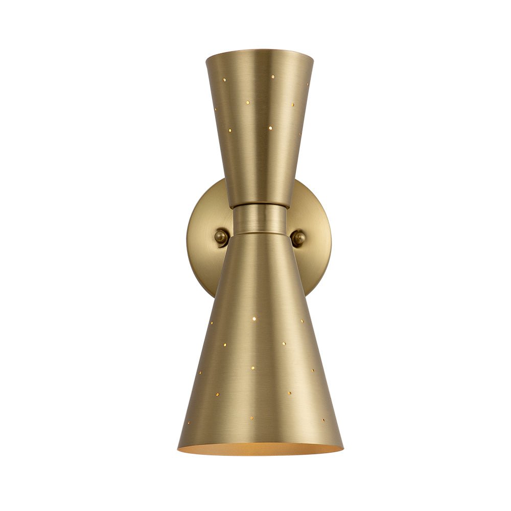 Stellan hourglass wall light – in brass on white