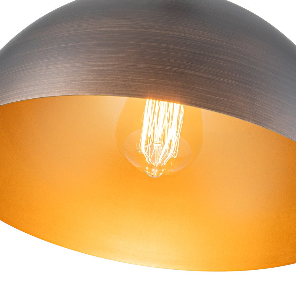 Vincenzo lipped dome pendant – bronze interior with filament bulb