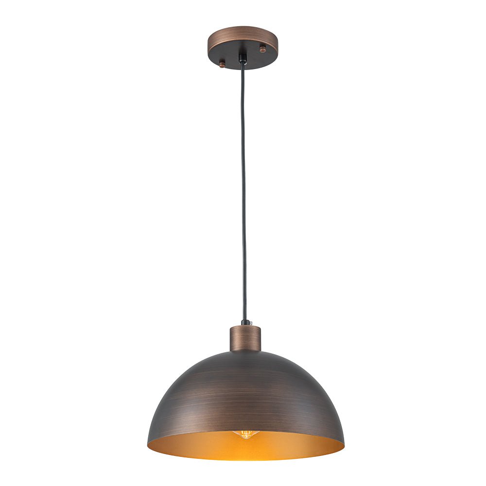 Vincenzo lipped dome pendant – in oil rubbed bronze on white