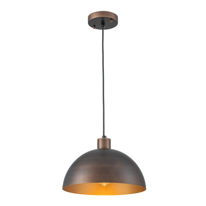 Vincenzo lipped dome pendant – in oil rubbed bronze on white