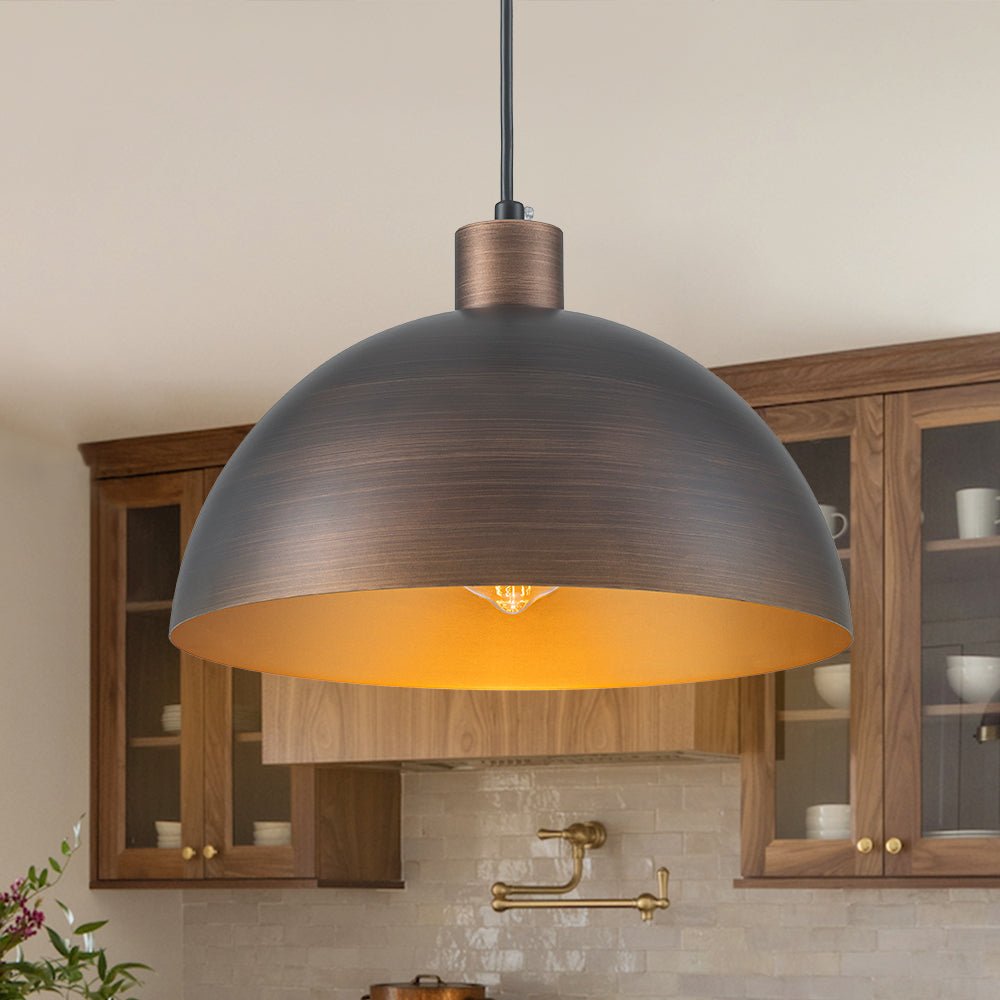Vincenzo lipped dome pendant – in oil rubbed bronze by cabinets