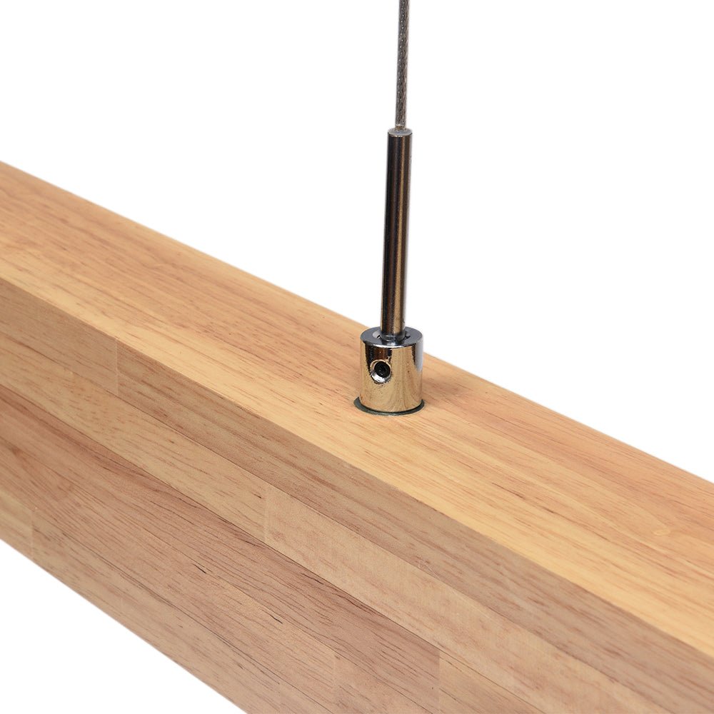 Florian linear LED pendant – wood bar close-up