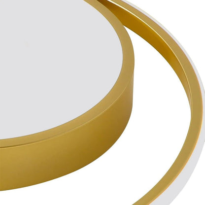 Elowen double ring LED ceiling light – gold ring close-up