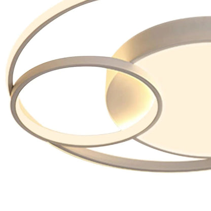 Elowen double ring LED ceiling light – white ring close-up