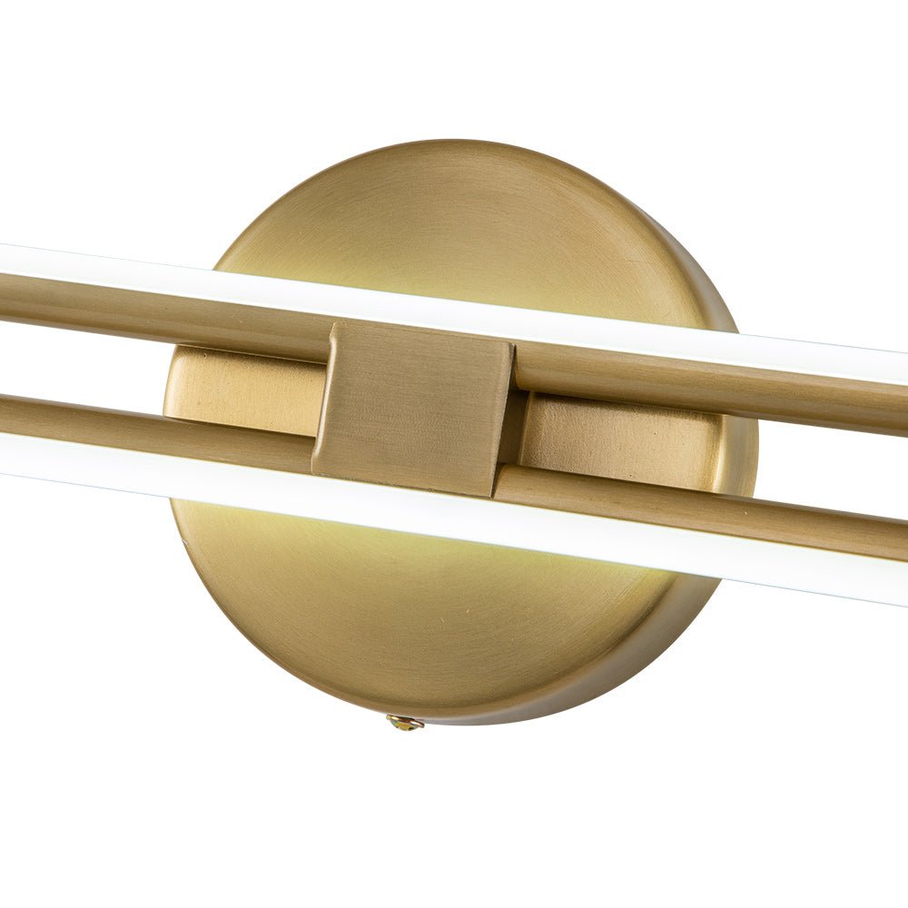 Cosimo linear LED vanity light – gold wall plate close-up