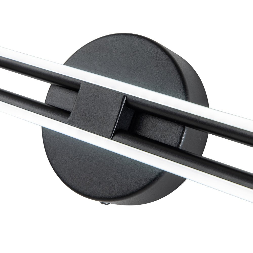 Cosimo linear LED vanity light – black wall plate close-up