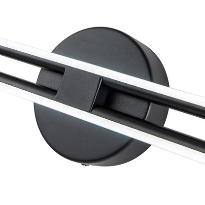 Cosimo linear LED vanity light – black wall plate close-up