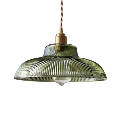 Estella ribbed glass pendant – in green on white, alternate view