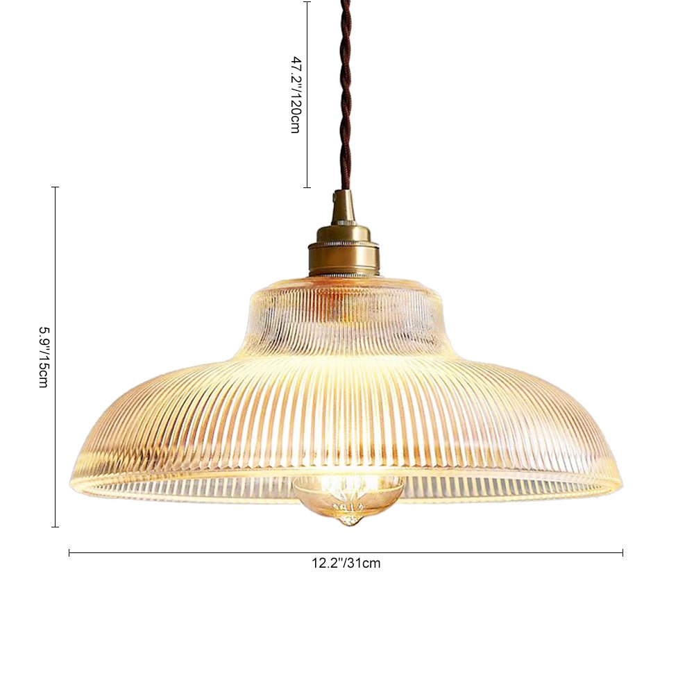 Estella ribbed glass pendant – size diagram
