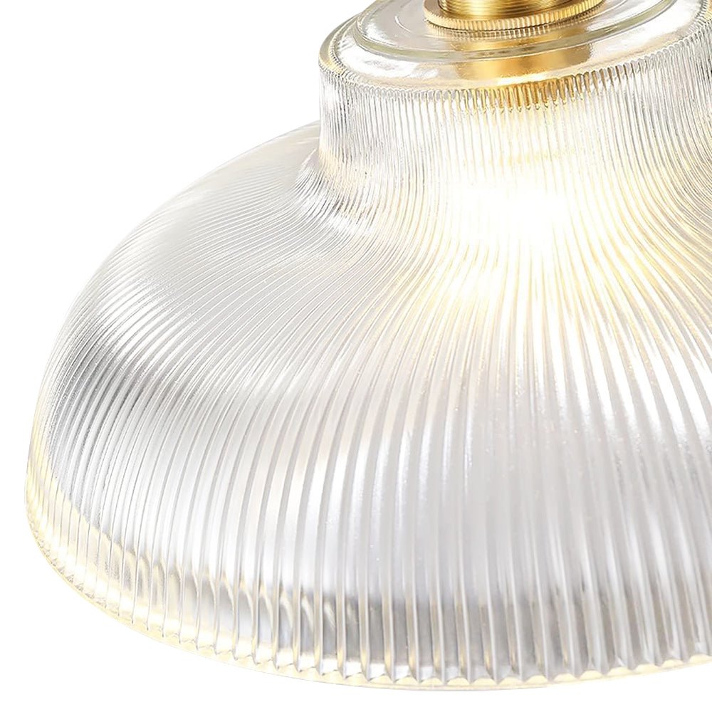 Estella ribbed glass pendant – clear shade close-up