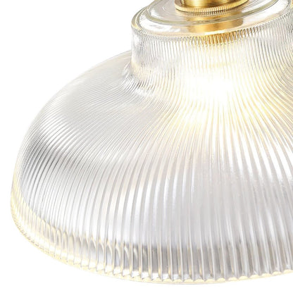 Estella ribbed glass pendant – clear shade close-up