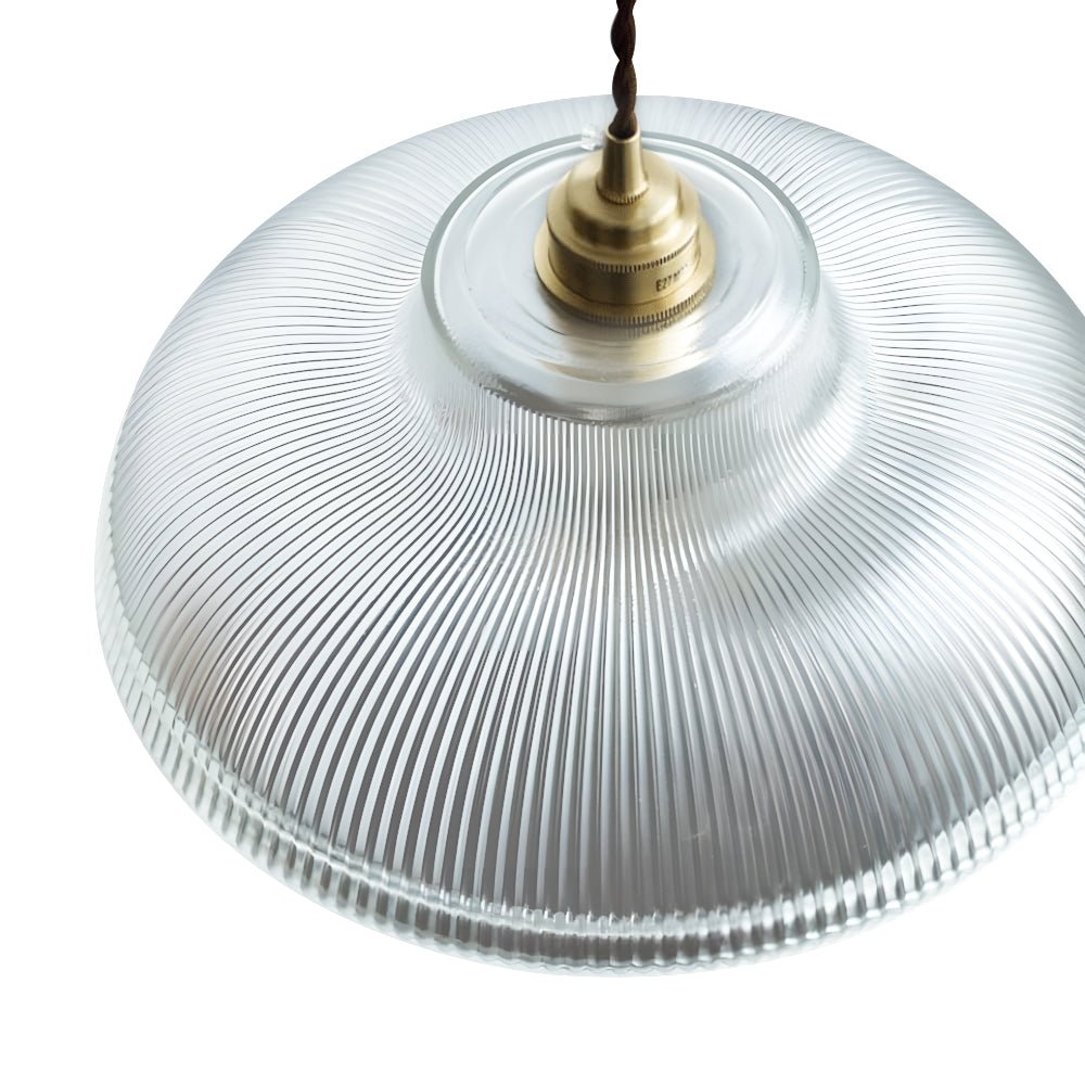 Estella ribbed glass pendant – clear shade top close-up