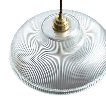 Estella ribbed glass pendant – clear shade top close-up