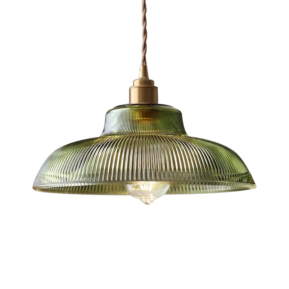 Estella ribbed glass pendant – in green on white