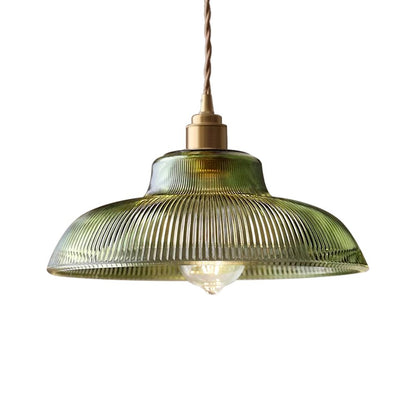 Estella ribbed glass pendant – in green on white