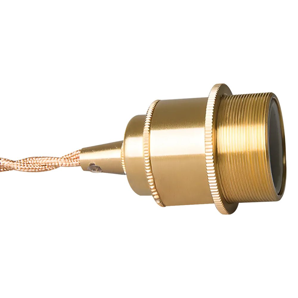 Estella ribbed glass pendant – brass lamp holder close-up