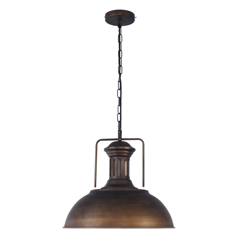 Leopold metal dome pendant light – in bronze on white