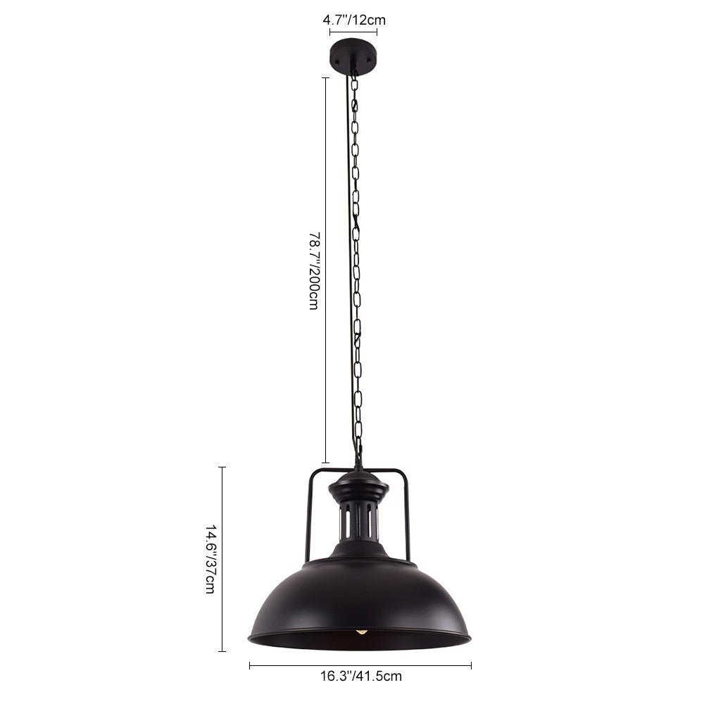 Leopold metal dome pendant light – size diagram