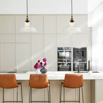 Jasper handblown glass dome pendant – two over a kitchen island