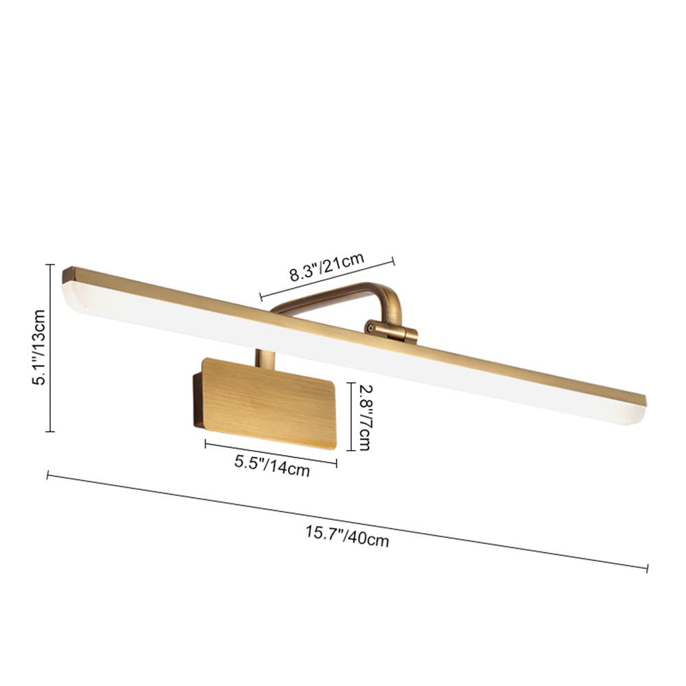 Cosima gold LED vanity light – size diagram, 70 cm