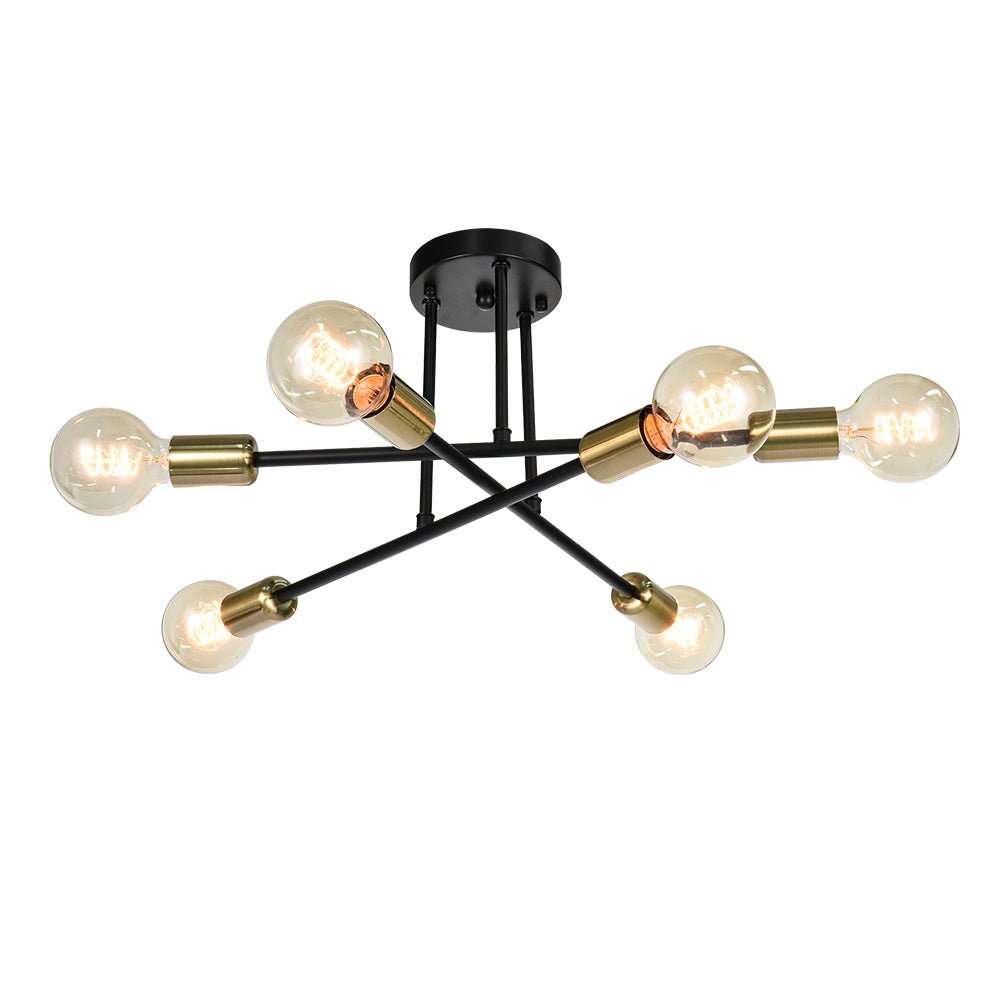 Marcel 6-light sputnik ceiling light – in black and gold on white