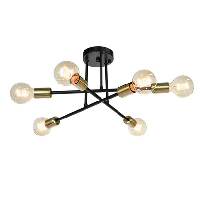 Marcel 6-light sputnik ceiling light – in black and gold on white