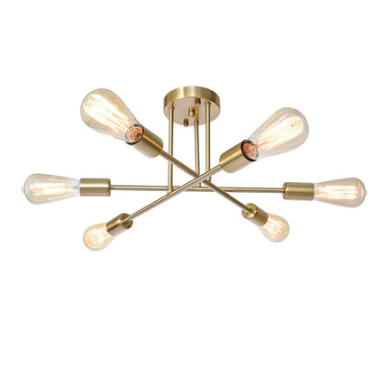 Marcel 6-light sputnik ceiling light – in gold with filament bulbs on white