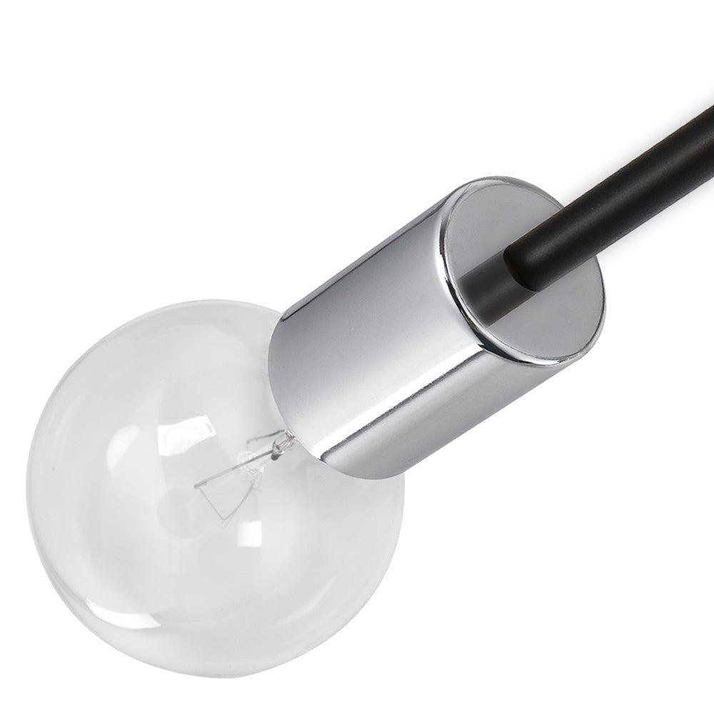 Marcel 6-light sputnik ceiling light – chrome socket close-up