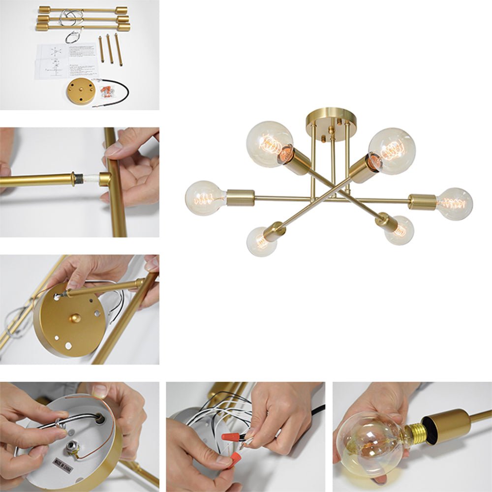 Marcel 6-light sputnik ceiling light – installation steps