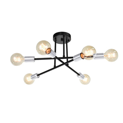 Marcel 6-light sputnik ceiling light – in black and chrome on white