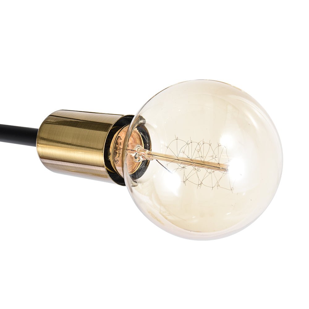 Marcel 6-light sputnik ceiling light – gold socket and bulb close-up