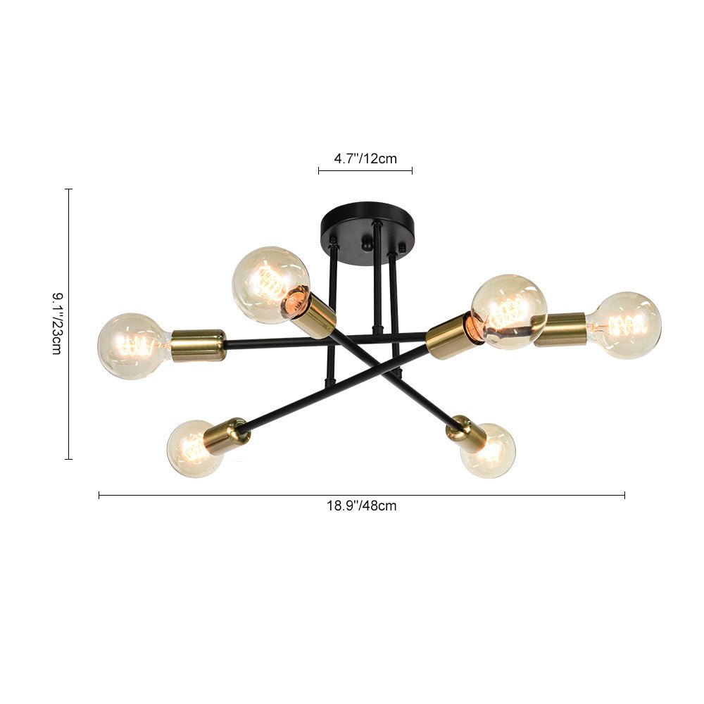 Marcel 6-light sputnik ceiling light – size diagram, black