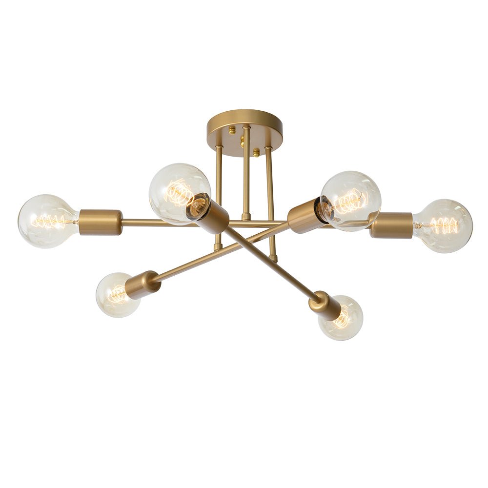 Marcel 6-light sputnik ceiling light – in gold with globe bulbs on white