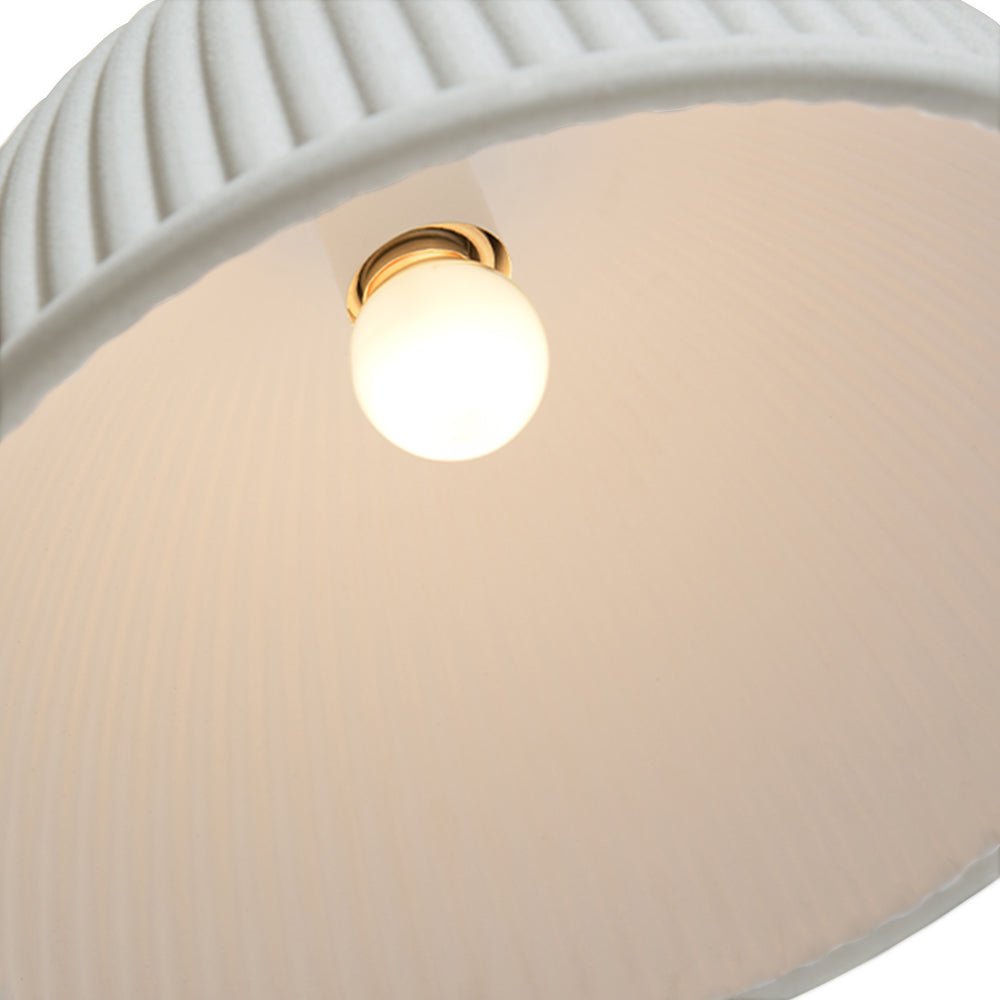 Soraya ribbed resin dome pendant – inside with bulb