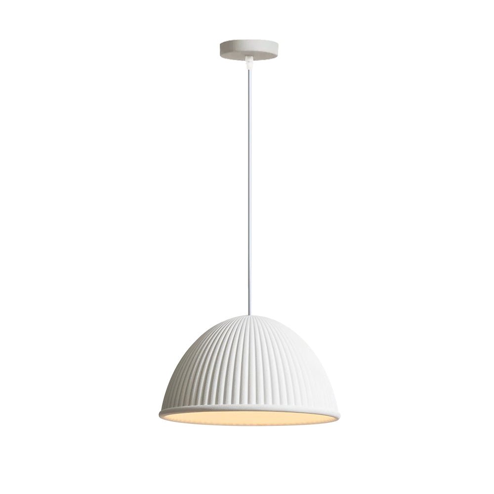 Soraya ribbed resin dome pendant – on white with canopy