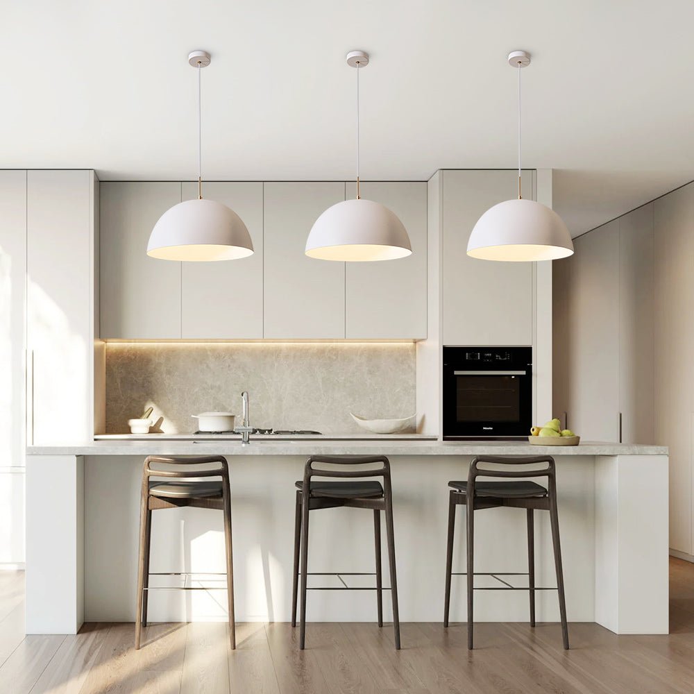 Dorian dome pendant – three over a kitchen island