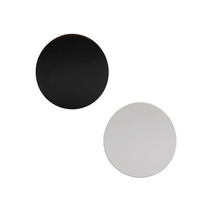Camille round LED wall light – in black and white, front view