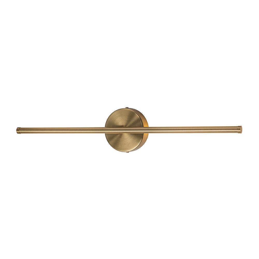 Sebastian linear LED wall light – horizontal in brass on white